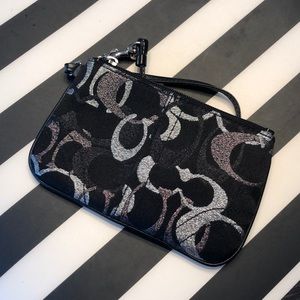 Coach wristlet black and silver